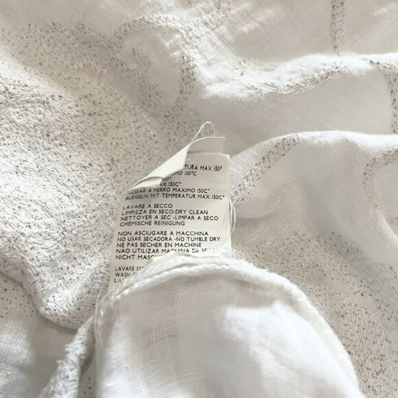 120% LINO WHITE LINEN SILVER GREY MEDALLION PRINT V-NECKLINE SHIFT TUNIC DRESS - Picture 11 of 12